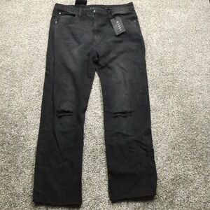 Risen Los Angeles Jeans Men's‎ 30x11 Black Distressed Straight Leg Denim Pants